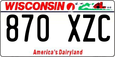 WI license plate 870XZC