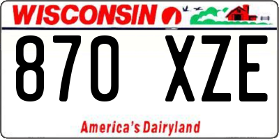 WI license plate 870XZE