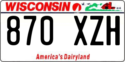 WI license plate 870XZH