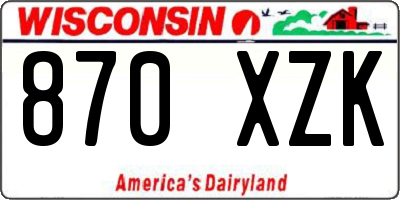 WI license plate 870XZK