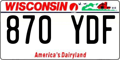 WI license plate 870YDF