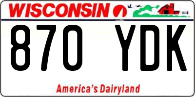 WI license plate 870YDK