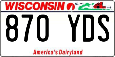 WI license plate 870YDS