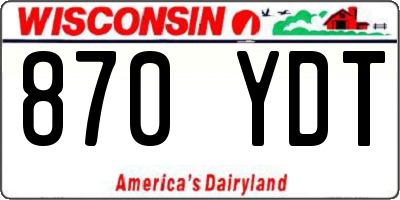 WI license plate 870YDT