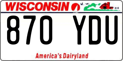 WI license plate 870YDU