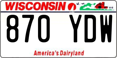 WI license plate 870YDW