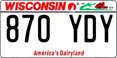 WI license plate 870YDY