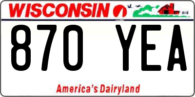 WI license plate 870YEA