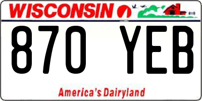 WI license plate 870YEB