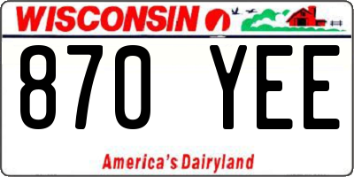 WI license plate 870YEE