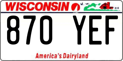 WI license plate 870YEF