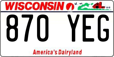 WI license plate 870YEG