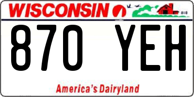 WI license plate 870YEH