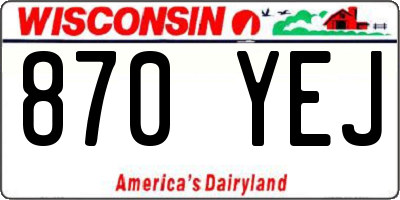 WI license plate 870YEJ