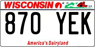 WI license plate 870YEK