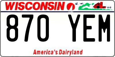WI license plate 870YEM