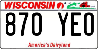 WI license plate 870YEO