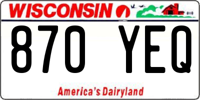 WI license plate 870YEQ