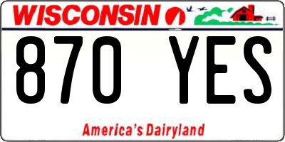 WI license plate 870YES