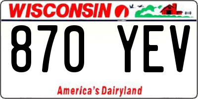 WI license plate 870YEV