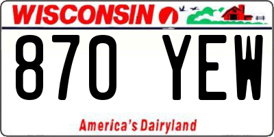 WI license plate 870YEW