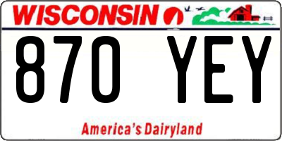 WI license plate 870YEY