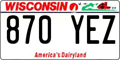 WI license plate 870YEZ