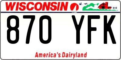 WI license plate 870YFK