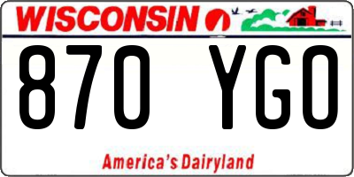 WI license plate 870YGO