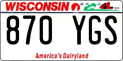 WI license plate 870YGS