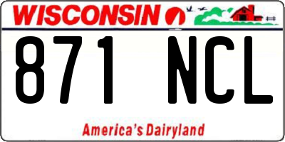 WI license plate 871NCL