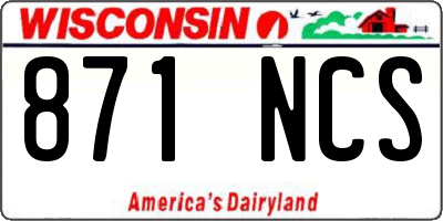 WI license plate 871NCS