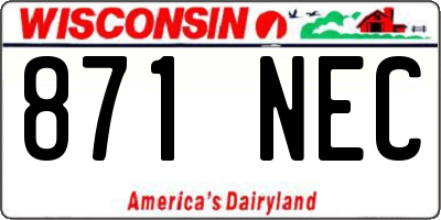 WI license plate 871NEC