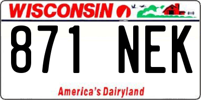WI license plate 871NEK