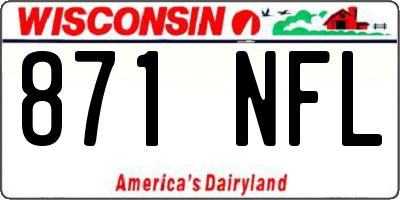 WI license plate 871NFL