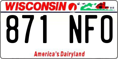 WI license plate 871NFO