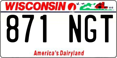 WI license plate 871NGT