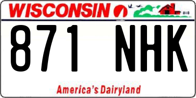 WI license plate 871NHK