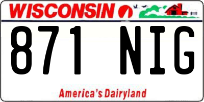 WI license plate 871NIG