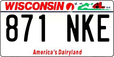 WI license plate 871NKE