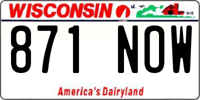 WI license plate 871NOW