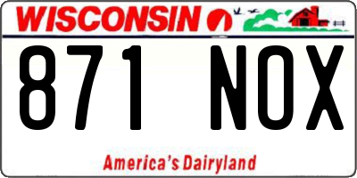 WI license plate 871NOX