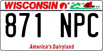 WI license plate 871NPC