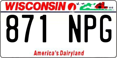 WI license plate 871NPG