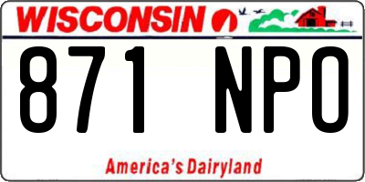 WI license plate 871NPO