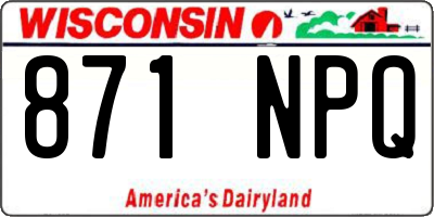 WI license plate 871NPQ