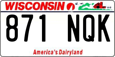 WI license plate 871NQK