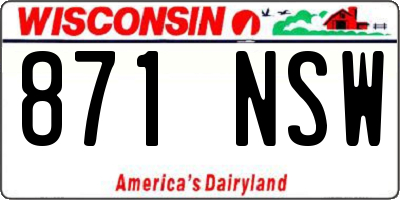 WI license plate 871NSW