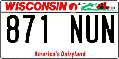 WI license plate 871NUN