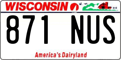 WI license plate 871NUS